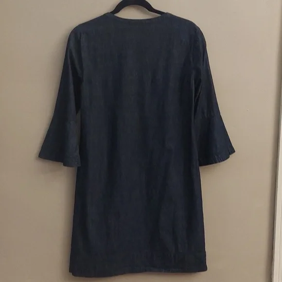 DRAPER JAMES Denim Blue Chambray Ruffle sz 2 Shift Dress - Picture 8 of 10
